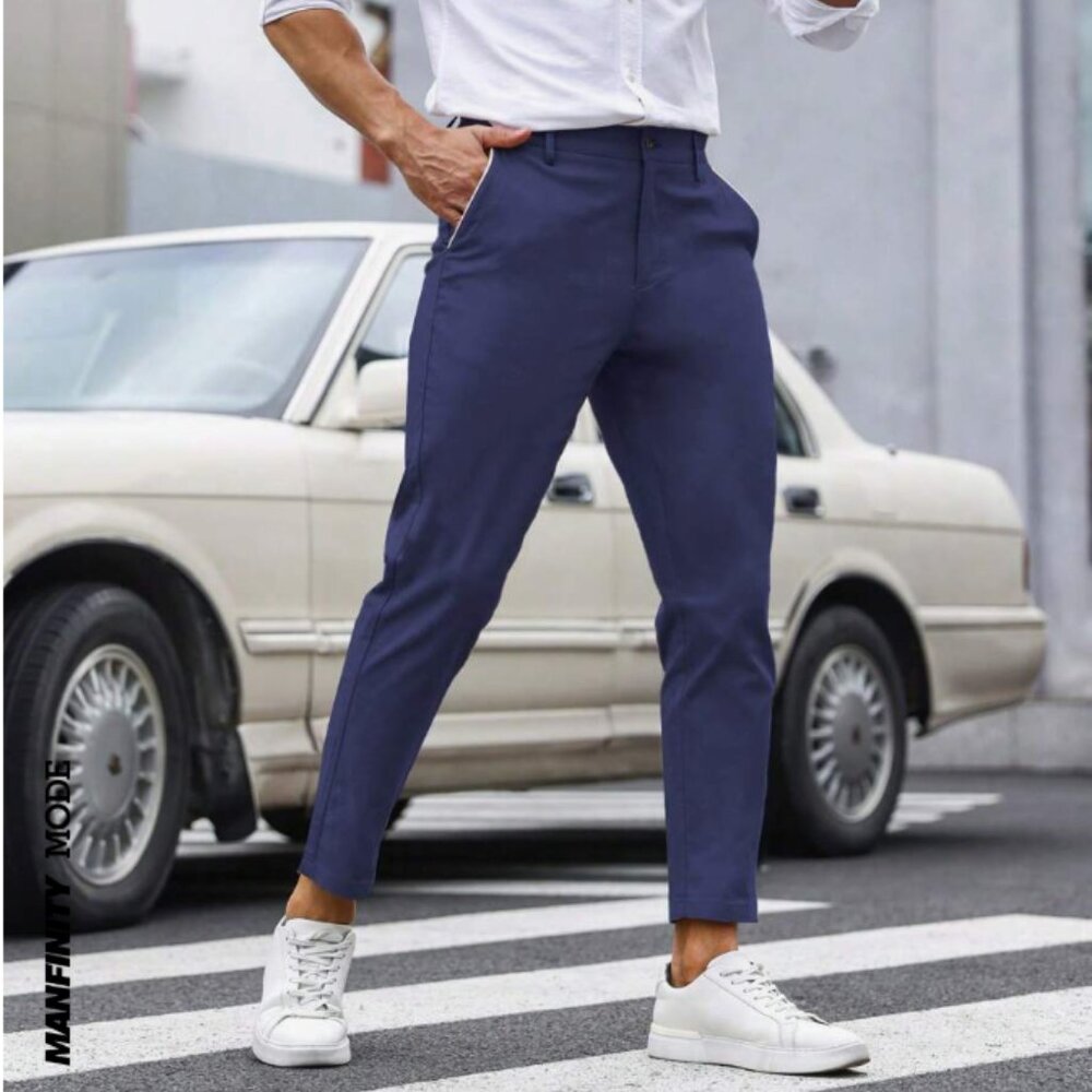 Manfinity Mode Men Solid Slant Pocket Blue Dress Pants, NWOT, Medium (33W)